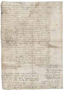 1694年6月26日约翰·萨芬签署的og体育平台解放亚当(一个被奴役的人)的文件 